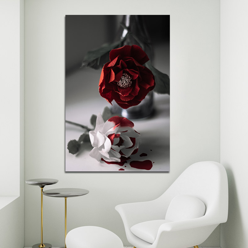 Πίνακας σε καμβά Red and white roses